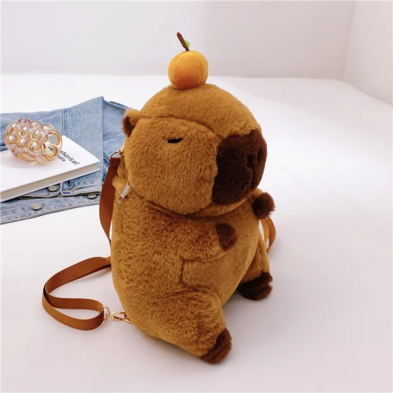 Kawaii Plush Capybara Toy Backpack Cute Large Capacity Stuffed Animal Plush Bag Boy Girl Backpack Kindergarten Gift for Girl