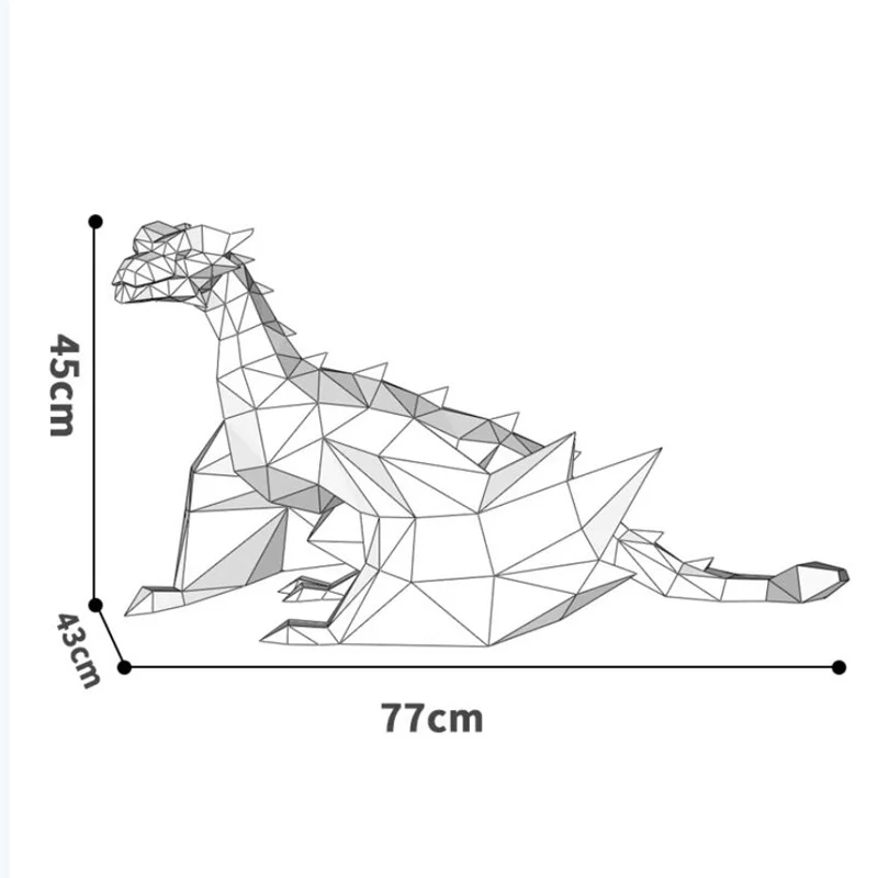 Modelo de papel grande de dragón de 45cm, animales míticos, utilería de película, decoración del hogar, sala de estar, pasillo, adorno, artesanía en 3D, juguete hecho a mano