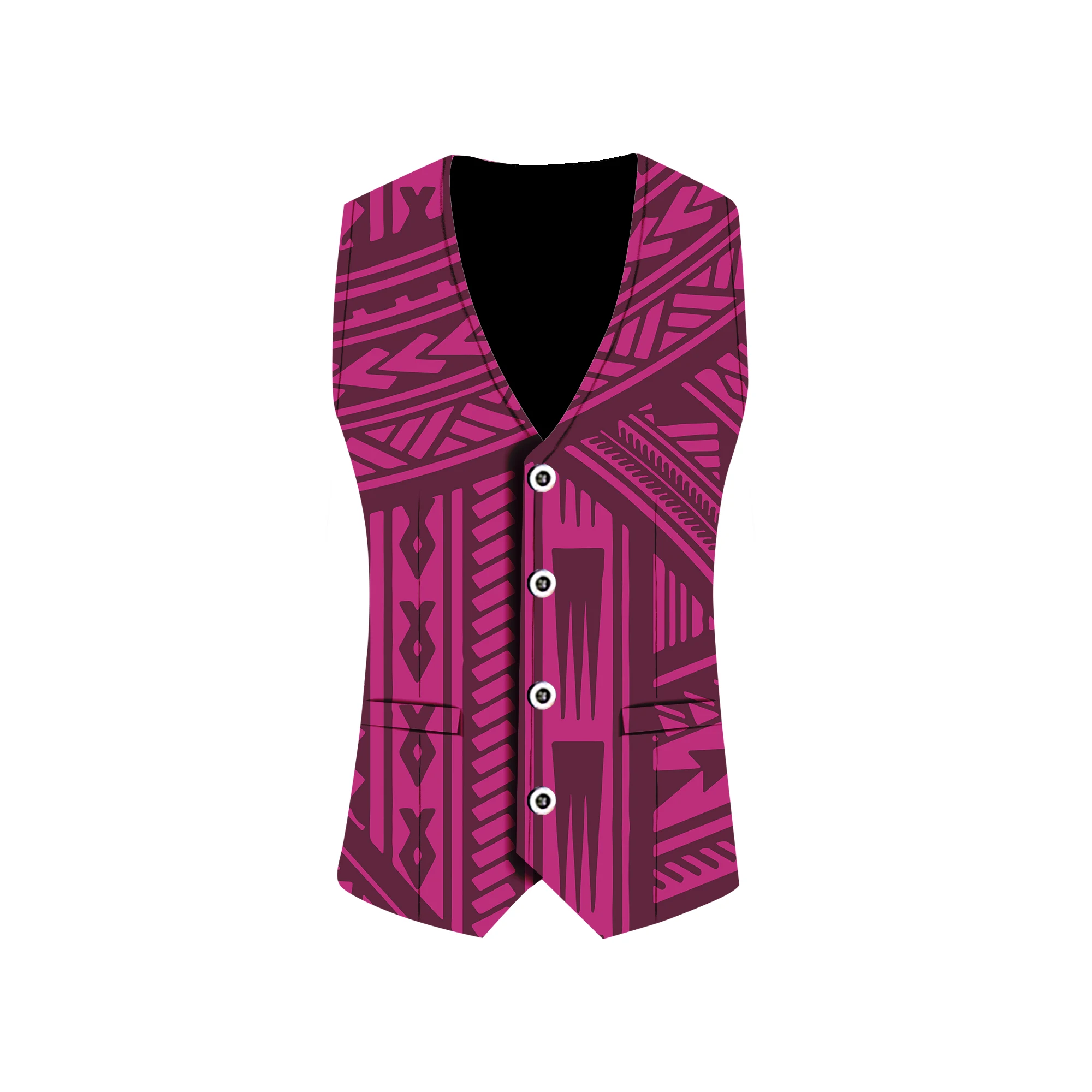 Men's Vest Polynesian Retro Tribal Ethnic Design Vest Four Seasons Available Suit Vest Pacific Islands High Quality Men's Coat