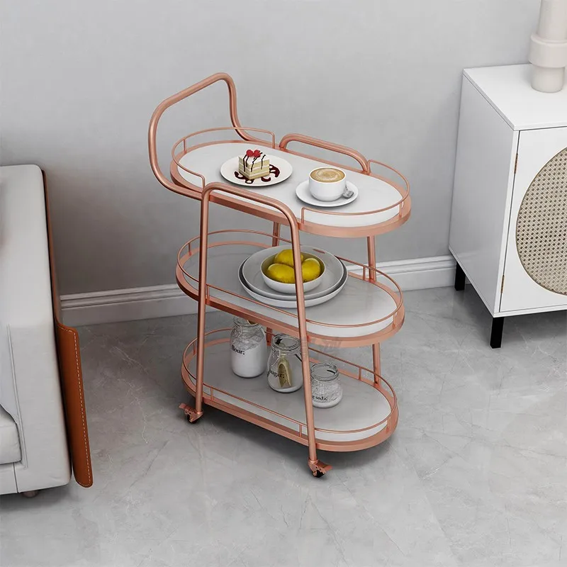 

Nordic mobile push dining cart wrought iron home wine cart beauty salon trolley golden tea cart dining side cabinet