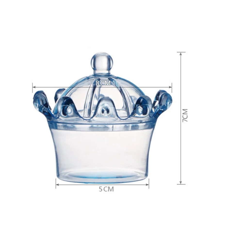 

2pcs Crown Shape Plastic Candy Box for Wedding Birthday Party Candy Bar Decoration Supplies Gift Package for Kids(Transparent Li