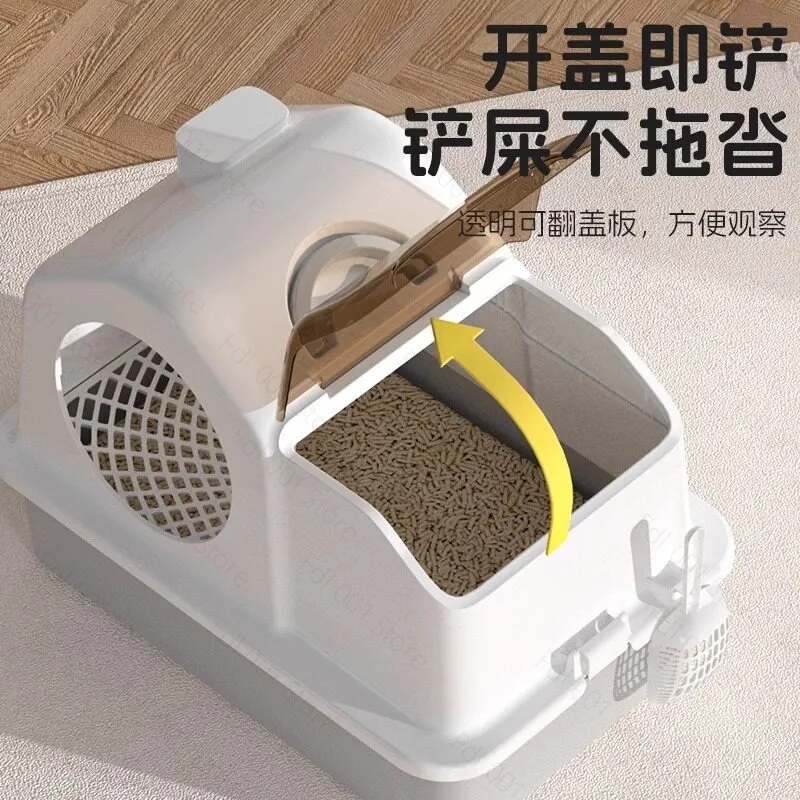 Extra Large Corridor Style Fully Enclosed Cat Litter Box Anti-Splash Deodorizing Cat Toilet