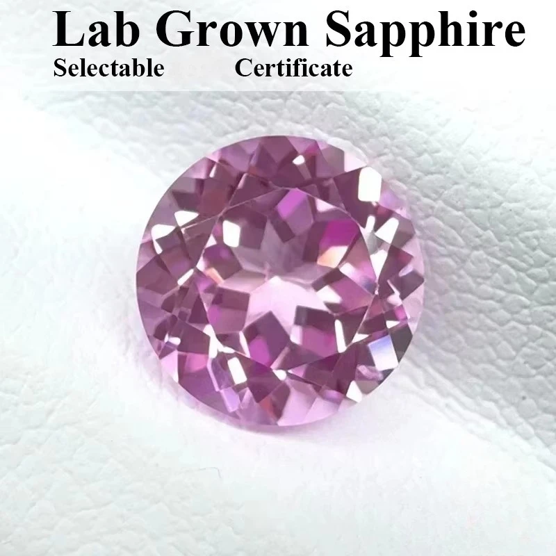 Wholesale Lab Grown Sapphire Pink Color Round Shape AGL Certificate Bead For Diy Jewelry Making Bracelet Materials Selectable