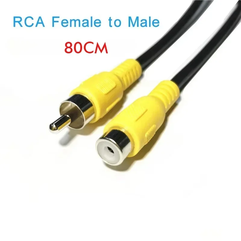 80CM Yellow RCA Female to Male AV Cable Single Composite Video Extension Cord Lotus Connector Wire for DVR DVD Player TV Box