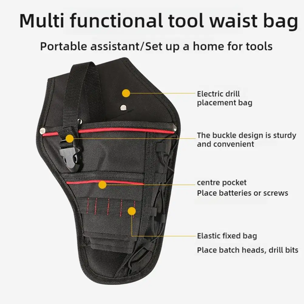 Borsa per attrezzi multifunzionale impermeabile per trapano in vita Borsa portatile per manutenzione per elettricista per cacciavite a martello chiave