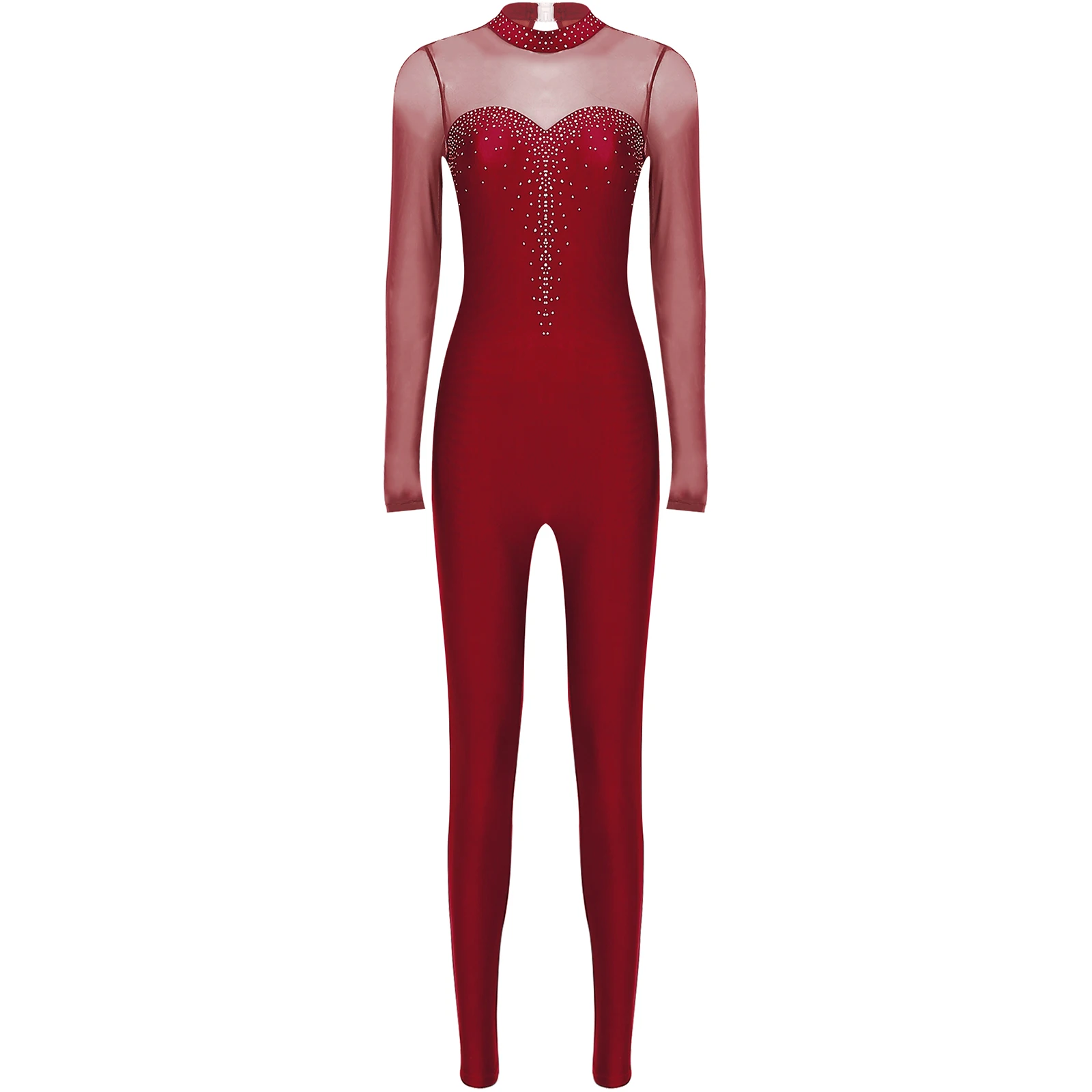 Unitards de danse de ballet en biscuits pour femmes, AqFigure Skating, Combinaison couvertes, Maille transparente, Manches longues, Combinaison de batterie, Rotterdam Kly