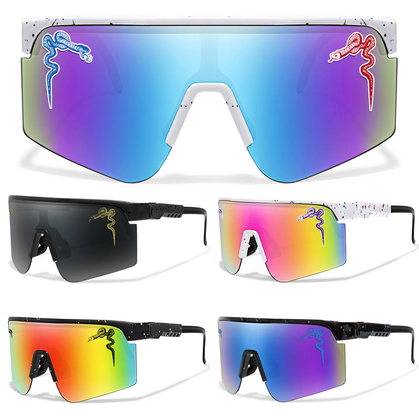 Herren Damen Radsport-Sonnenbrille Große Linse Winddicht UV400 Schutzbrille Outdoor-Sport Laufen Klettern Fahrrad MTB Brille