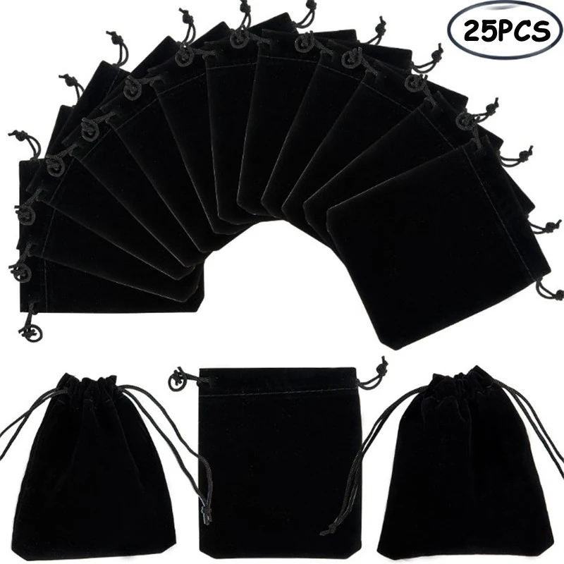 25 unidades preto veludo saco de dado bolsas de embalagem 9*12cm sacos de cordão & bolsas para jogos de tabuleiro peça jogos de cartas