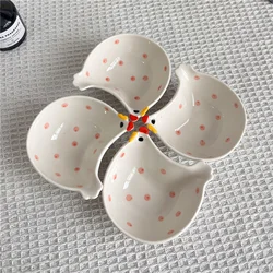 4pcs chicken shaped plates, ceramic seasoning plates, cute mini plates