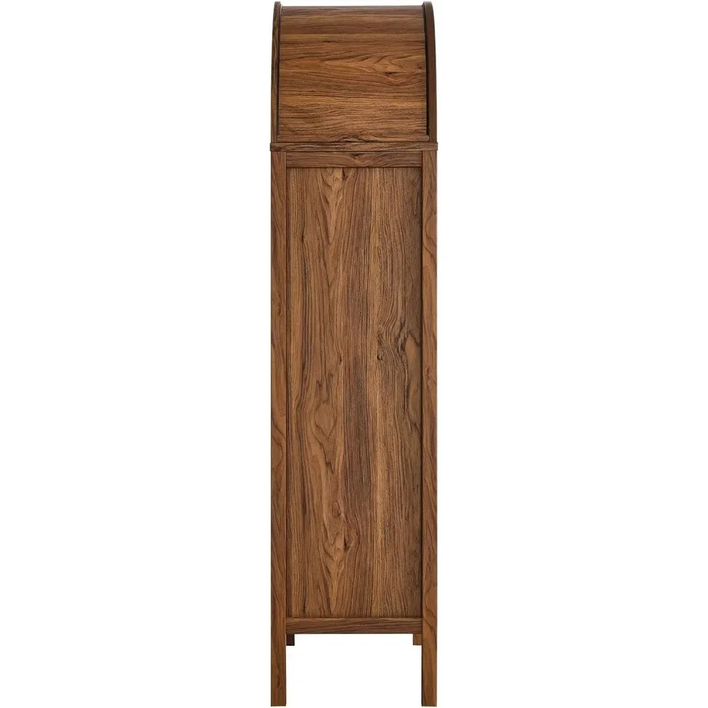 Classical Tall Arched Storage Display Cabinet, Suitable for Living Rooms, Corridors, Study Rooms, and Libraries,Walnut,Bookcases