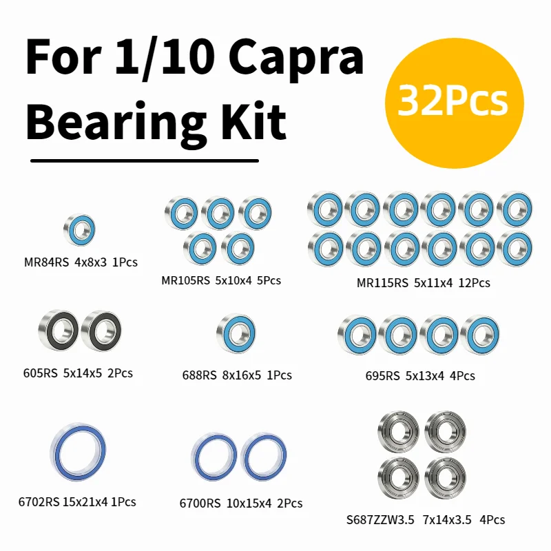 Sealed Ball Bearing Kit For Axial 1/10 Capra 4WS 1.9 RC Crawler Upgrade Parts With Storage Box