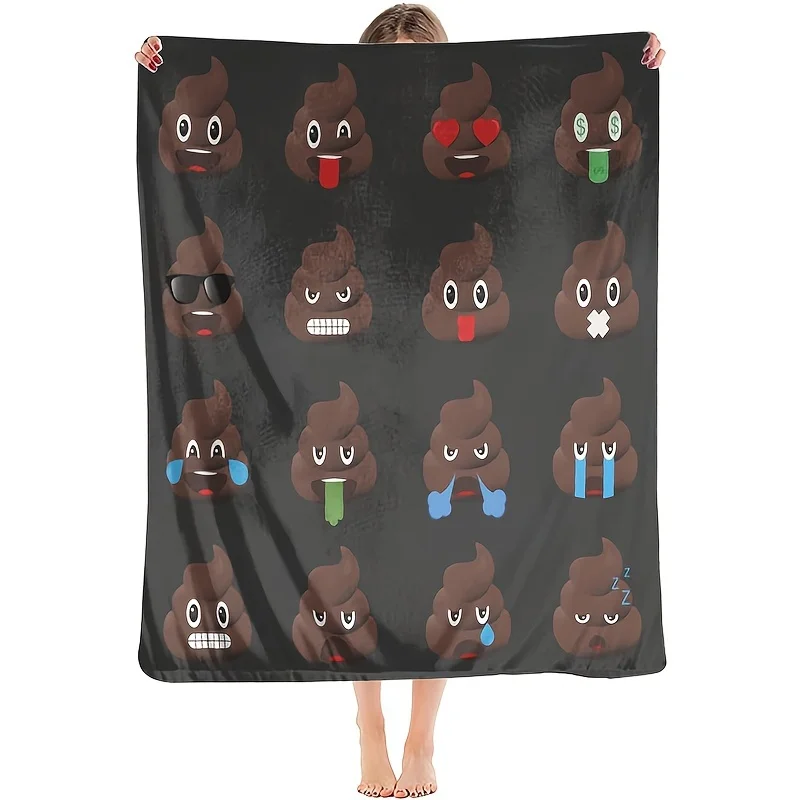 A Quirky Poop Pattern Soft Flannel Sofa Blanket for The TV
