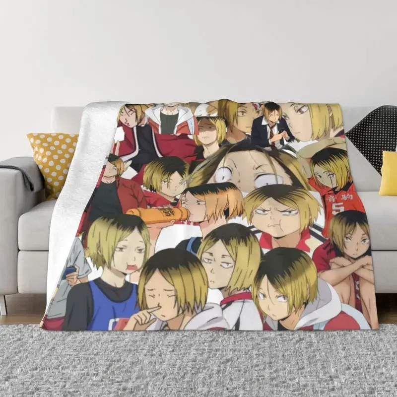 Kenma Collage Haikyuu Volleybal Blanket Fleece Summer Anime Breathable Lightweight Thin Throw Blanket for Home Couch Bedspreads