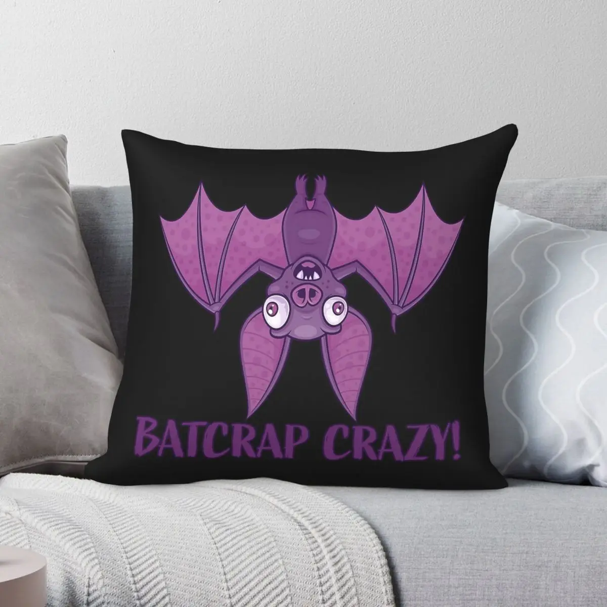 Batcrap Crazy Wacky Cartoon Bat Pillowcase Polyester Linen Velvet Pattern Zip Decor Home Cushion Case