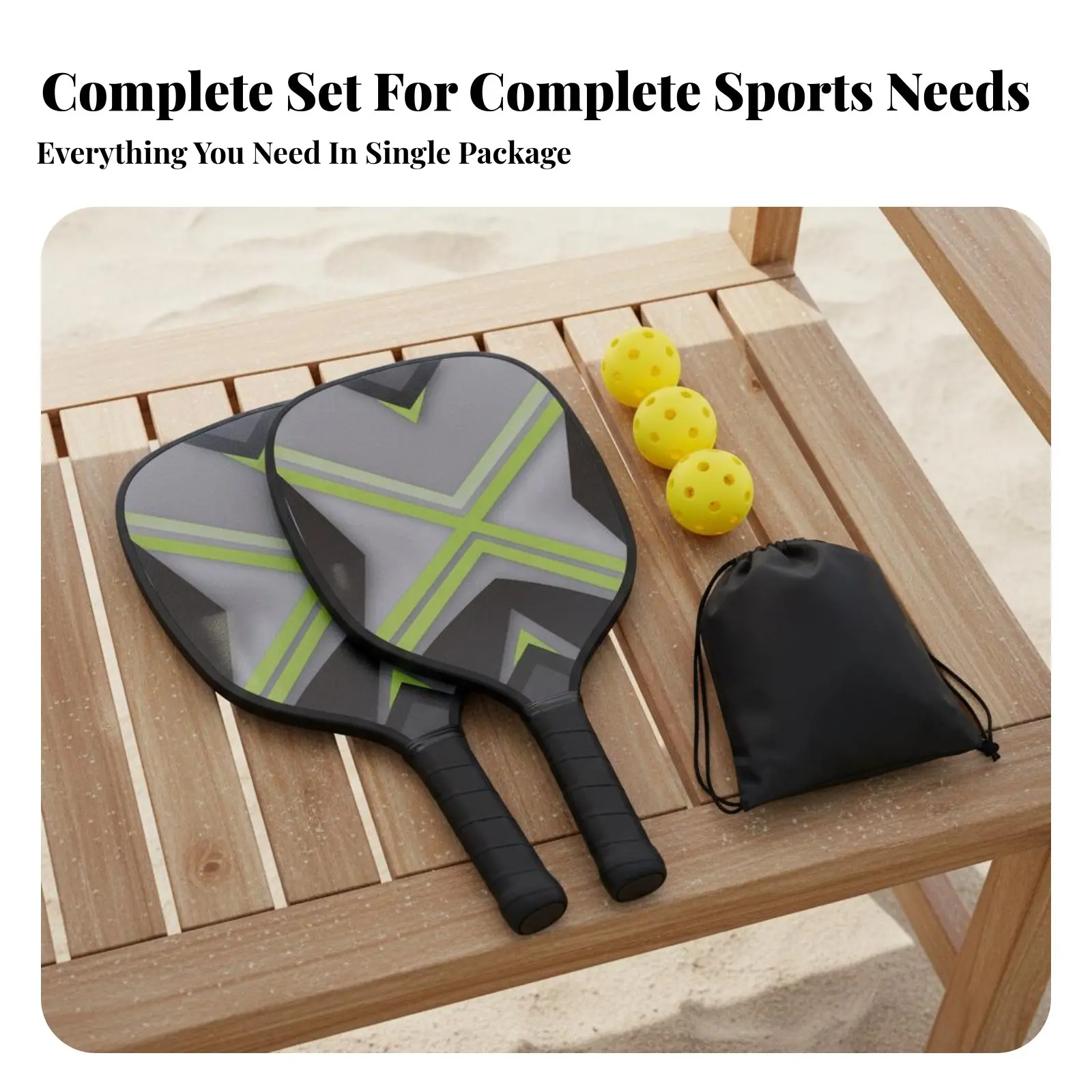 

Wooden Pickleball Paddle Set Poplar Wood Center Pickleball Set Sports Equipment Portable Cushioned Grip for Players, Outdoor