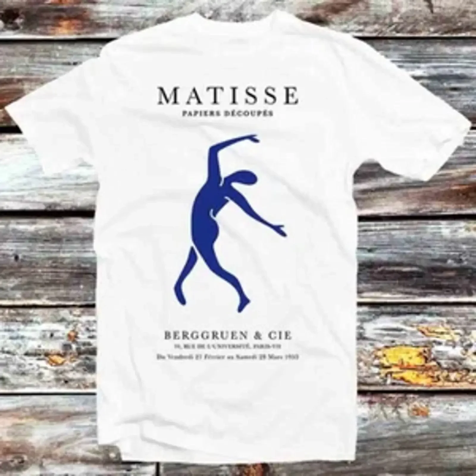 Henri Matisse Paper Decoupes Art Blue Exhibition T Shirt B1247 vintage Washed Unisex designer clothes Breathable streetwear