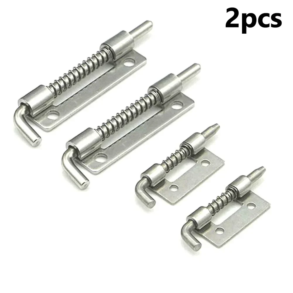 Spring Loaded Latch Pin Stainless Steel Silver Window Barn Cabinet Hinges Security Door Bolts Latch For Household Hardware 2PCS