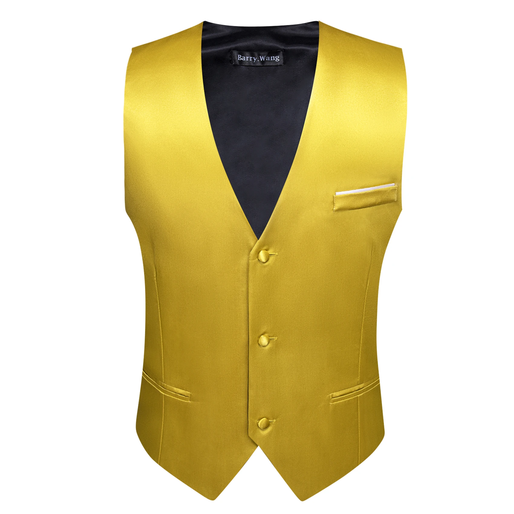 Luxury Men's Vest Solid Satin Silk Gold Slim Fit Waistcoat Wedding Business Formal Party Sleeveless Jacket Barry Wang