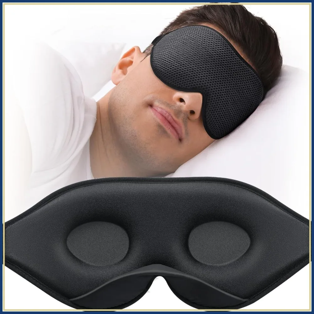 

3D Contoured Sleep Mask for Side Sleepers, 100% Light Blocking Eye Mask with Adjustable Strap for Travel, Nap, Flight