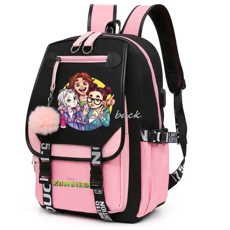 17 Inch Backpack Zombies 2 Addison Disney For Teens Boy Girls School Bags Backpacks Students Travel Backpack Usb Laptop Mochilas