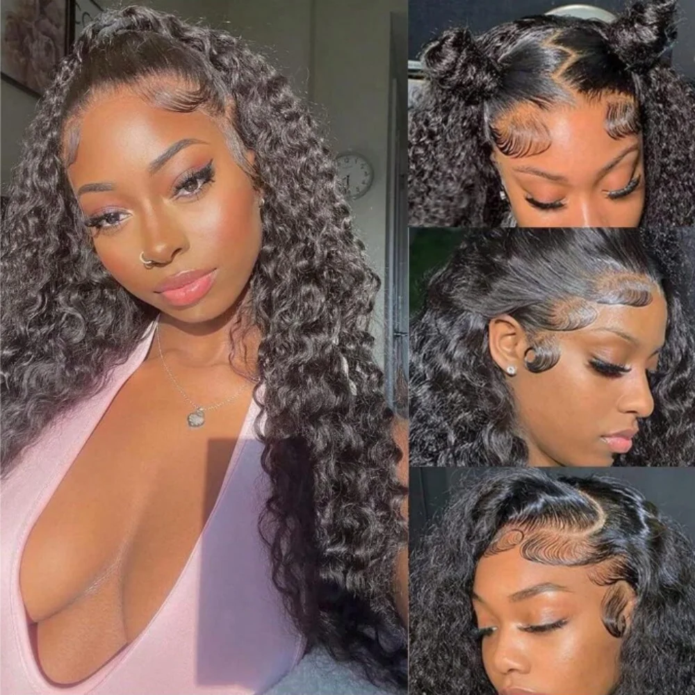 Kinky Curly Lace Front Wigs Human Hair Pre Plucked 13x4 Lace Frontal Wig For Women Deep Wave Human Hair Wet And Wavy Frontal Wig