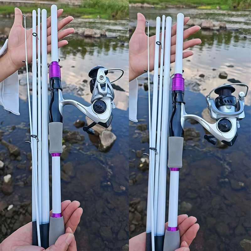 4/5 Abschnitte Spinning Angelrute Set Hart Carbon Köder Pole und 7,2:1/5,2:1 Baitcasting Rolle Max Drag 8 KG für Bass Hecht Angeln – Detail 7