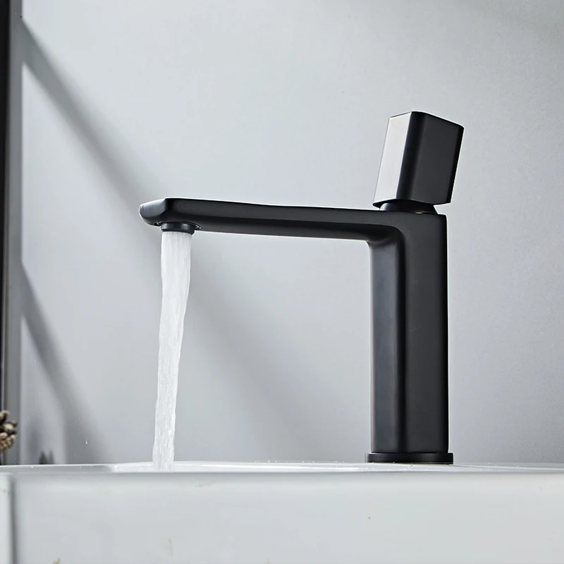 Becola Basin Faucet Black/Chrome Face Single Handle Deck Mounted Sink Taps Cold and Hot Mixer for Bathroom Crane Fauc