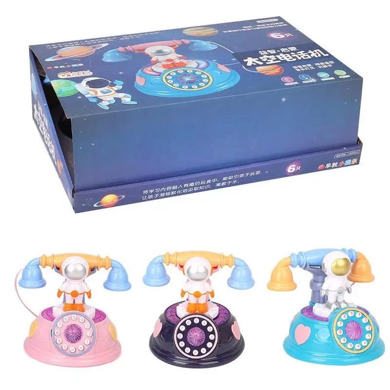 Rotary Pretend Play Phone Astronaut Design Retro Rotary Phone Toy Retro Corded Landline Phone Toy For Living Room Home Bedroom