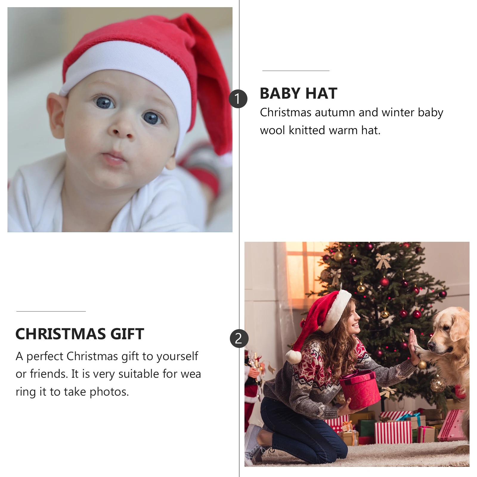 

1Pcs Christmas Knitted Hat Adorable Warm Cap Christmas Party Headdress Costume Prop Festival Supplies Santa Claus Hat