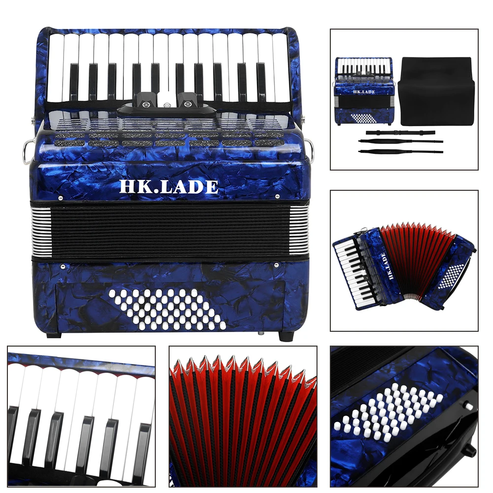 HK·LADE Accordion 26 Keys 48 Bass Accordion With Strap Bag Professional Keyboard Instrument For Grading Performance/Teaching