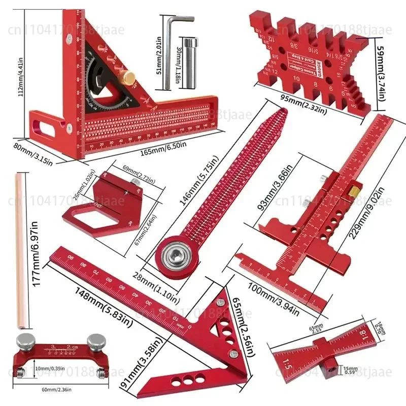 9-piece aluminum alloy woodworking square-foot tool set, accurate and fast splicing planning and