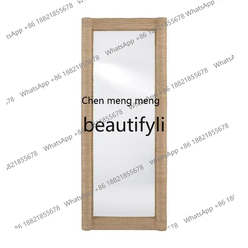 

French modern full-length mirror, ancient solid wood full-length mirror in bedroom and living room, decorative mirror H