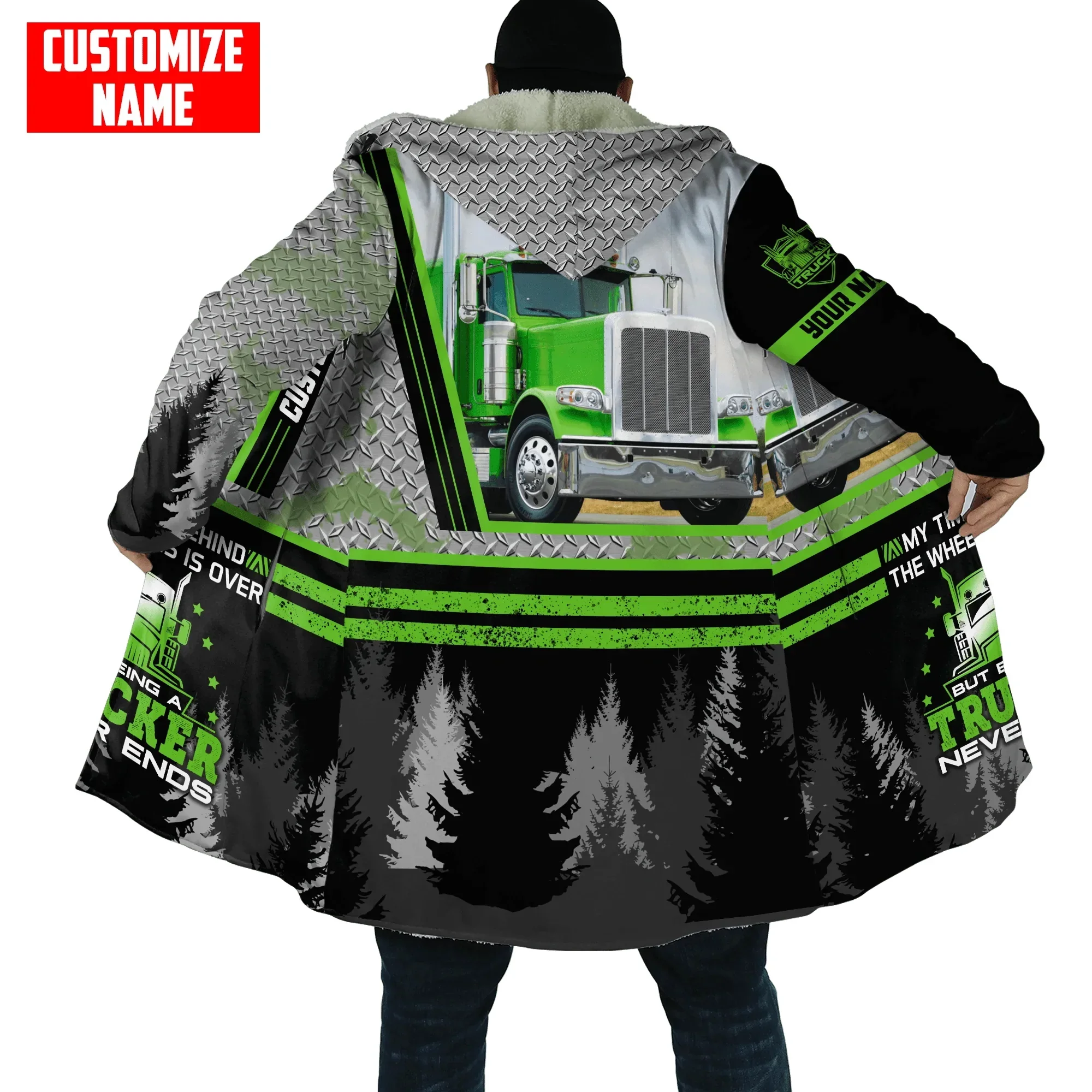 Hoodie masculino de lã impresso em 3D, casaco unissex, à prova de vento e quente, nome personalizado, moda, inverno