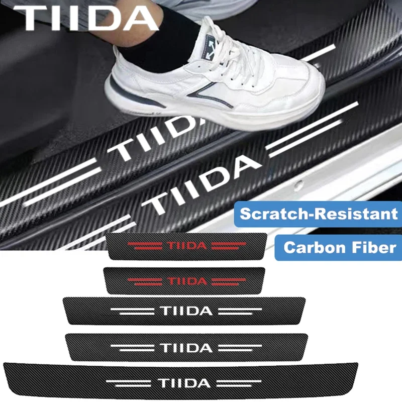 Car Decorative Decals for Nissan Tiida Badge Welcome Pedal Anti Scratching Strip Trunk Threshold Sill Protective Sticker Tape