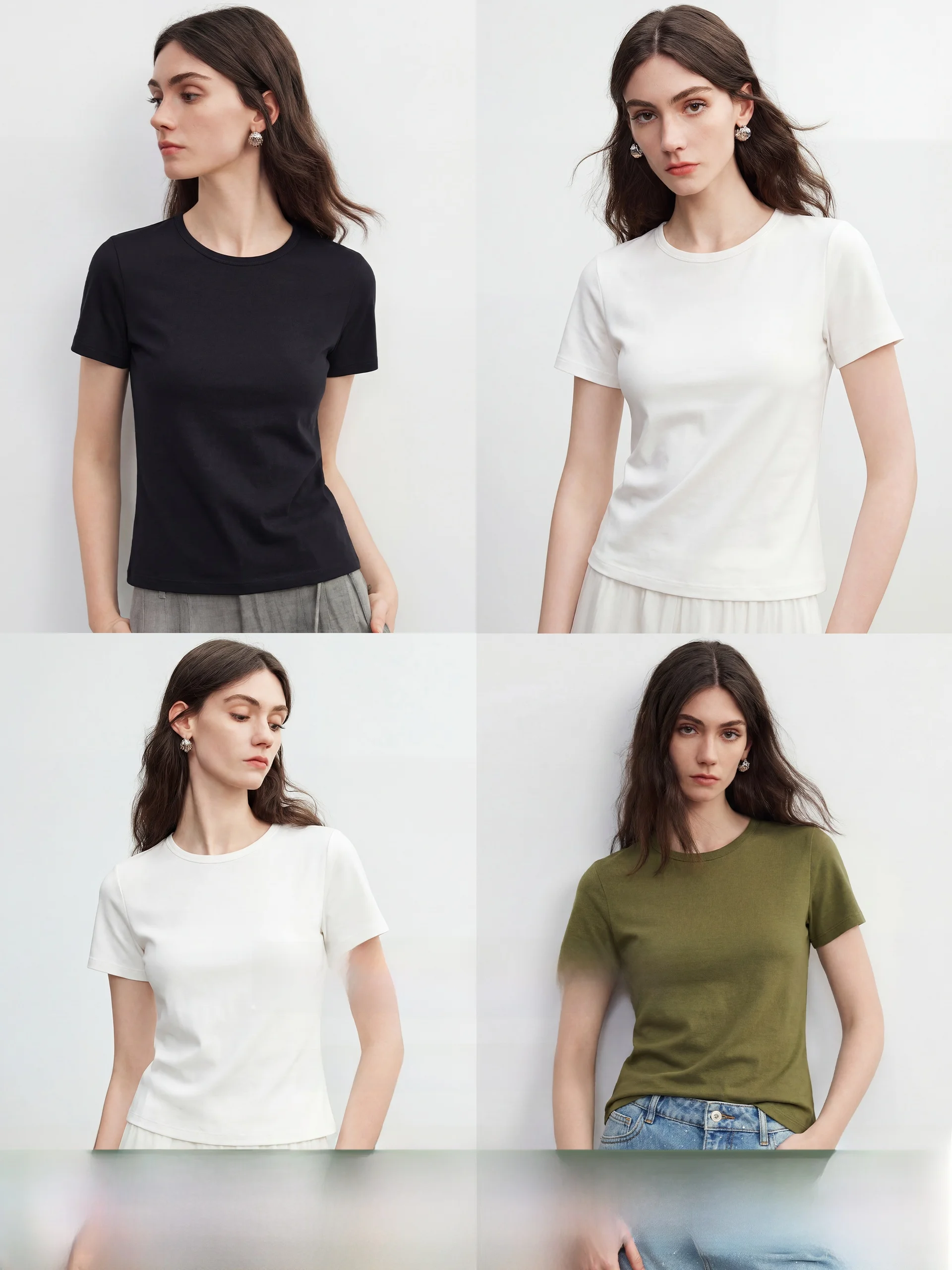 

Miiine Cool Drapey round Ne ort Sve T-irt Lustrous Soft Skin-Friendly Summer Casual Loose Fit Cotton Blend T-irt