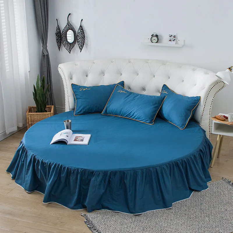 Pure cotton monochrome circular bed skirt hotel pure cotton monochrome circular bed cover protective cover special offer