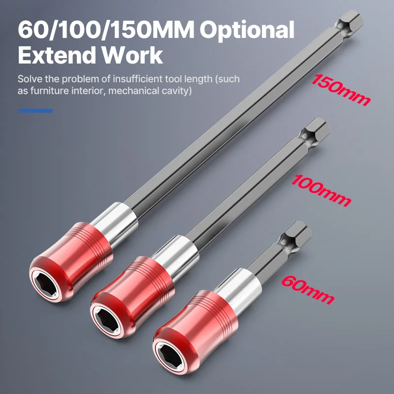 HUHAO 60-150mm Quick Release Hex Bit Extension Bar with Strong Magnet Extension Rod for Drill/Driver/Screwdriver