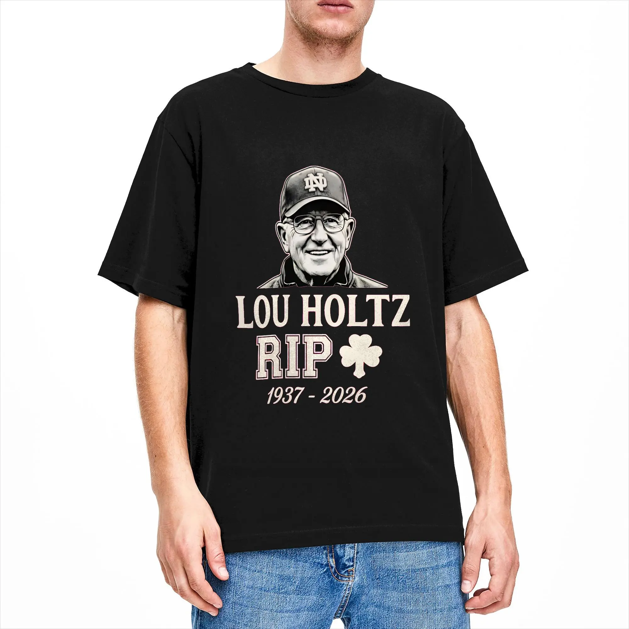 

Lou Holtz RIP 1937 2026 T-Shirt Summer Hip Hop T-Shirts Mens Cotton O-Neck 4XL 5XL 6XL Top Tees Short-Sleeved Y2K Casual Tshirt