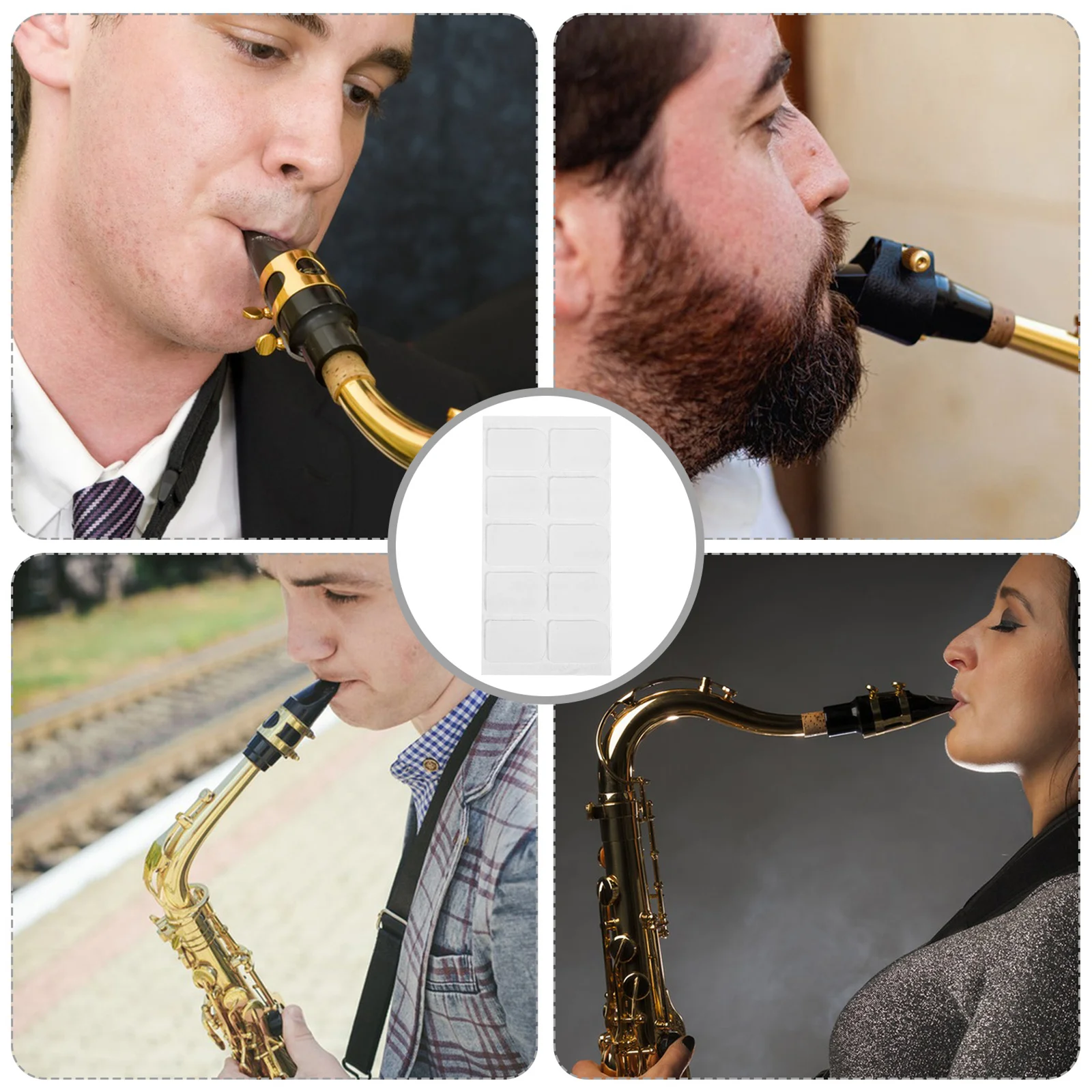 

4 Sheets Silicone Tooth Pad Mouthpieces Patch Saxophone Cushions Instrument Alto Pads