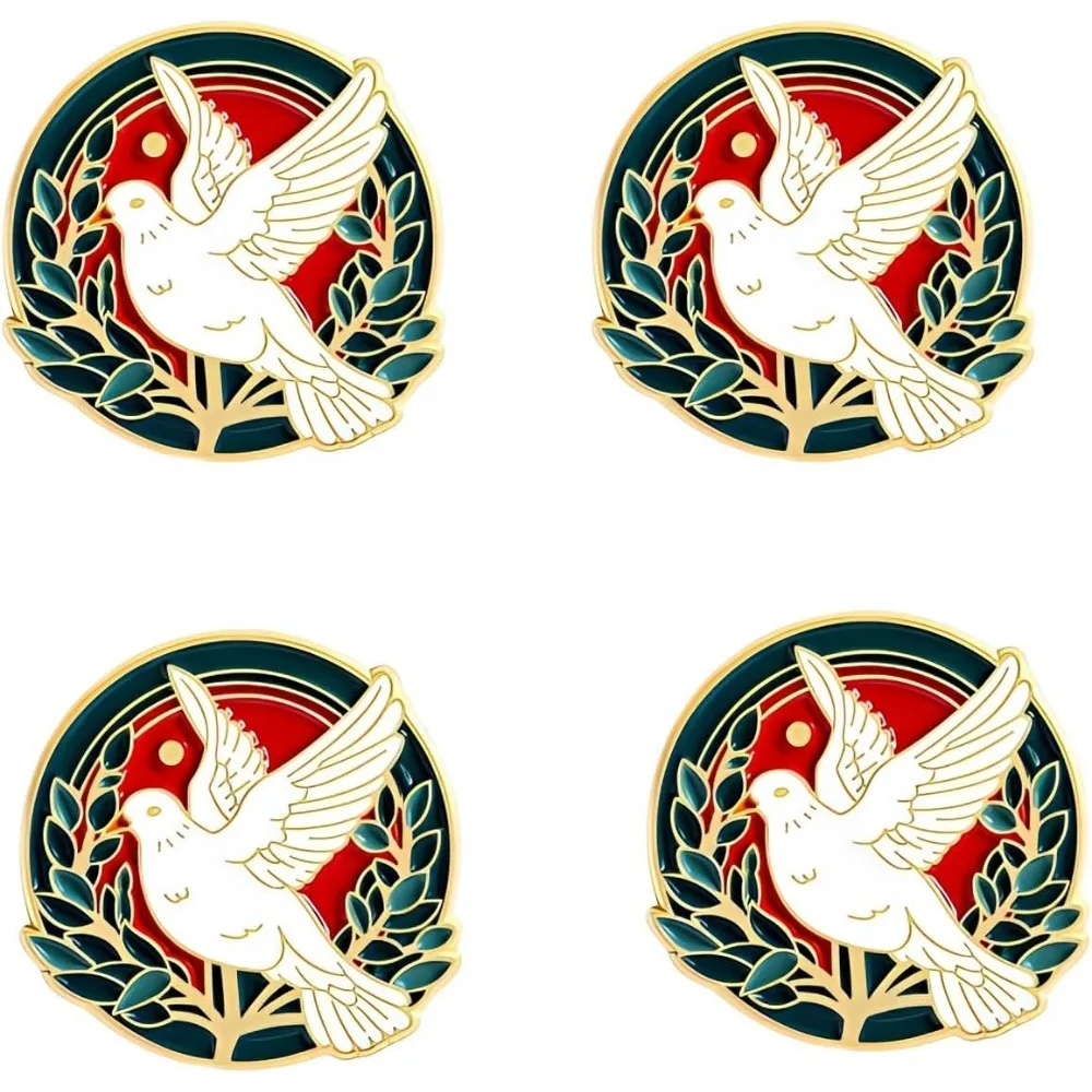 Broche Ronde Émaillée Colombe de la Paix et Branche d'Olivier – Badge Espoir Harmonie pour Costume, Sac à Dos – Cadeau pour les Amateurs et les Advocats de la Paix