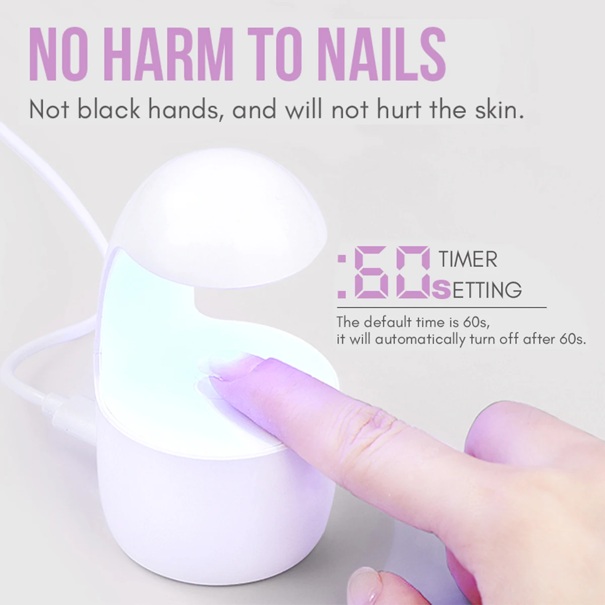Mini lámpara de uñas en forma de Q, Led Uv de 8w con mango, Sensor infrarrojo Usb profesional, lámparas de fototerapia seca para manicura portátil para uñas