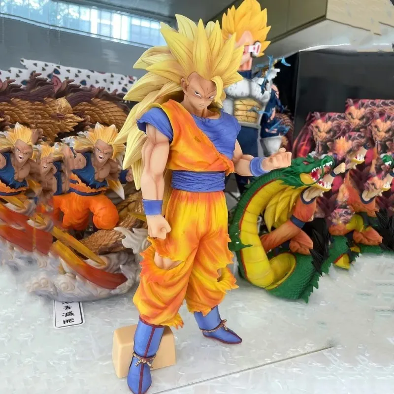 

32cm Dragon Ball Z Goku Figure Ssj3 Dbz Super Saiyan 3 Anime Figures Pvc Statue Action Figurine Models Halloween Gift Toys