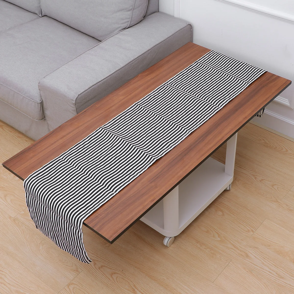 

Black White Striped Rectangular Table Cloth Premium Cotton Table Cover for Dining Picnic Desk Use Stain Resistant Linen