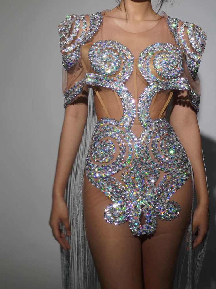 scintilla vedere attraverso la maglia party club abito lungo performance sul palco abiti da spogliarellista abito da cena per le vacanze abito da sera con paillettes