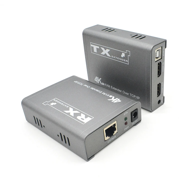 Hot Sale 200M HDMI-Compatible USB Control Extender Over Cat5e/6 Support 4K 30Hz Over TCP/IP Support 1 TX to More RX