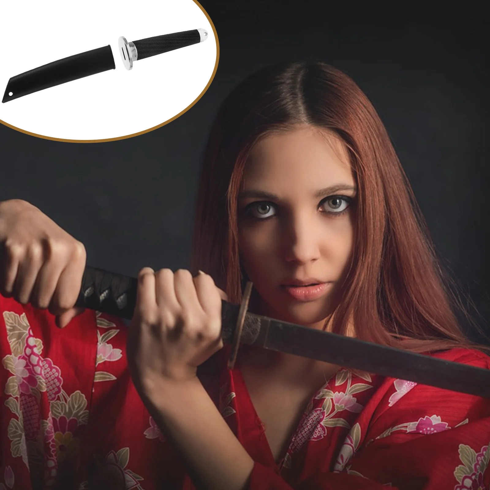 

1Set Japanese Sword Handle Making Parts DIY Plastic Katana Handle Cover Fittings Set for Cosplay Sword Repair Projects