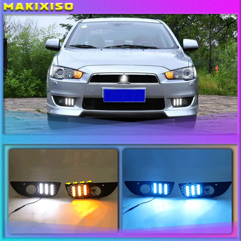 

1 Set For Mitsubishi Lancer EX 2009 2010 2011 2012 2013 2014 LED DRL Daytime Running Lights Daylight Fog Head Lamp