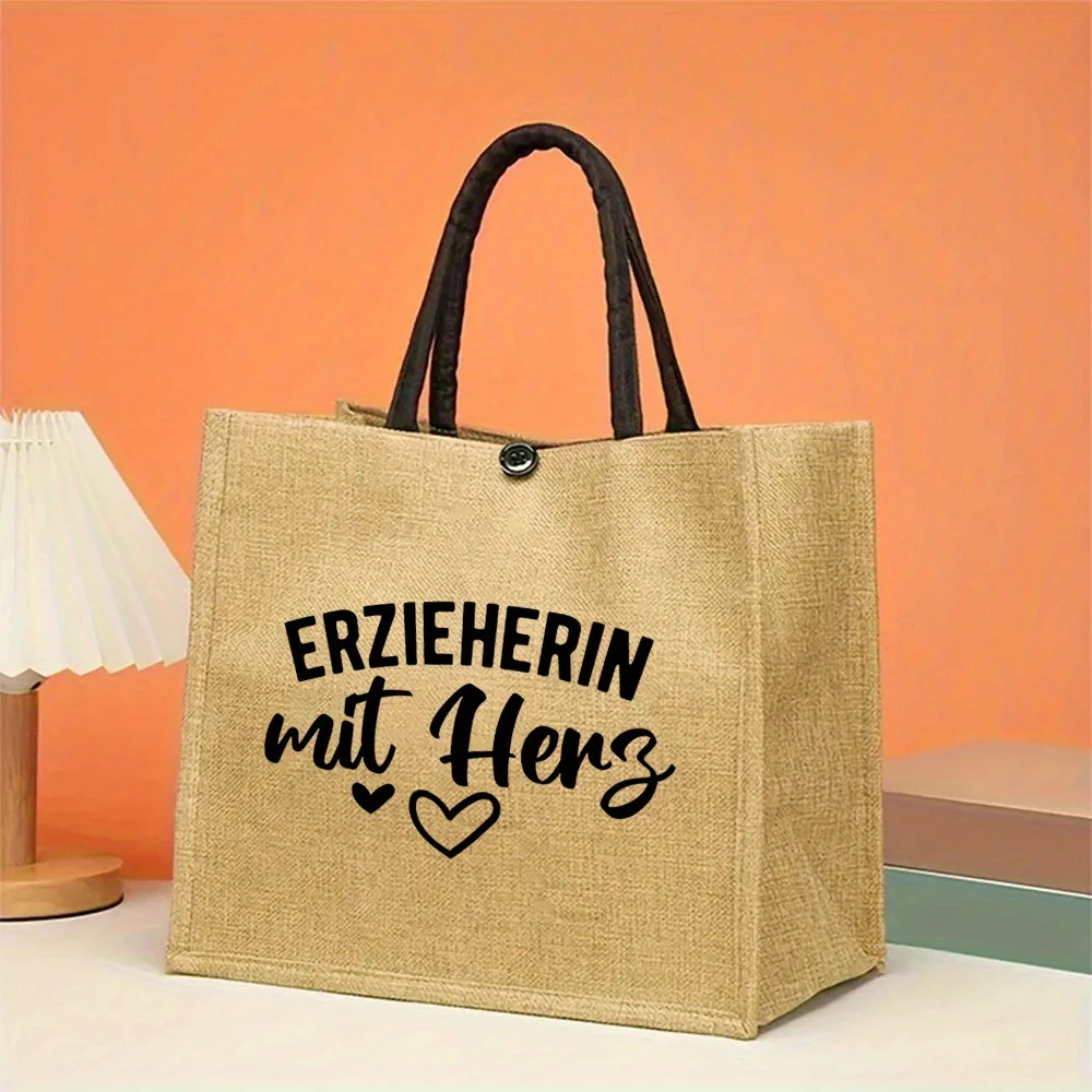 Foreign trade explosion reading enthusiast linen bags, printed large-capacity tote bag, jute shopping bags cross-border supply