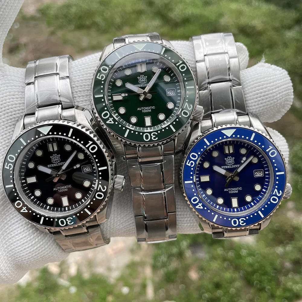 STEELDIVE 公式 SD1968 ワンピース 44mm セラミックベゼルインサート サファイアクリスタル 1000M防水 NH35 自動巻き メンズダイバーズウォッチ