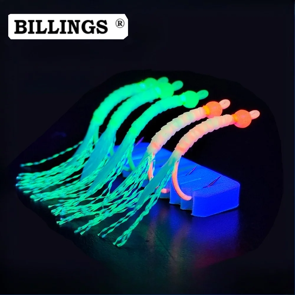 BILLINGS 1pc Practical Saltwater Micro Yellow Croaker Hook Lure  Saltwater Night-Glow Reverse-Hook Single-Hook Lures